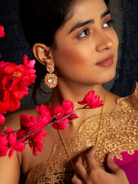 Swarna Utsav Moissanite Earrings: 925 Sterling Silver Gold Plated view 3