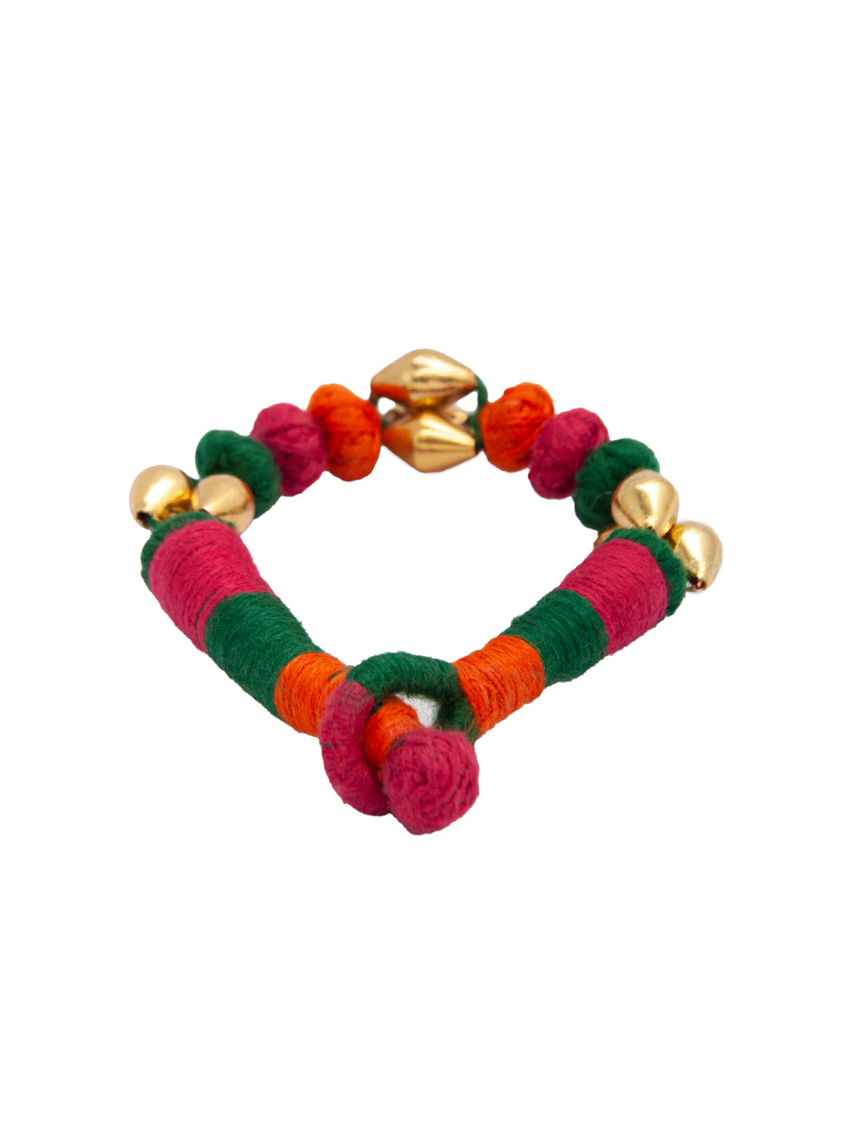 Vibrant Fiesta: 925 Silver Gold Plated Multicolor Dholki Bracelet view 4