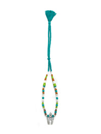 Turquoise Horseshoe Harmony: 925 Silver Horseshoe Turquoise Beaded Multicolor Thread Necklace view 4