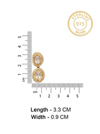Swarna Ratna Double Moissanite Earrings: 925 Sterling Silver Gold Plated view 6