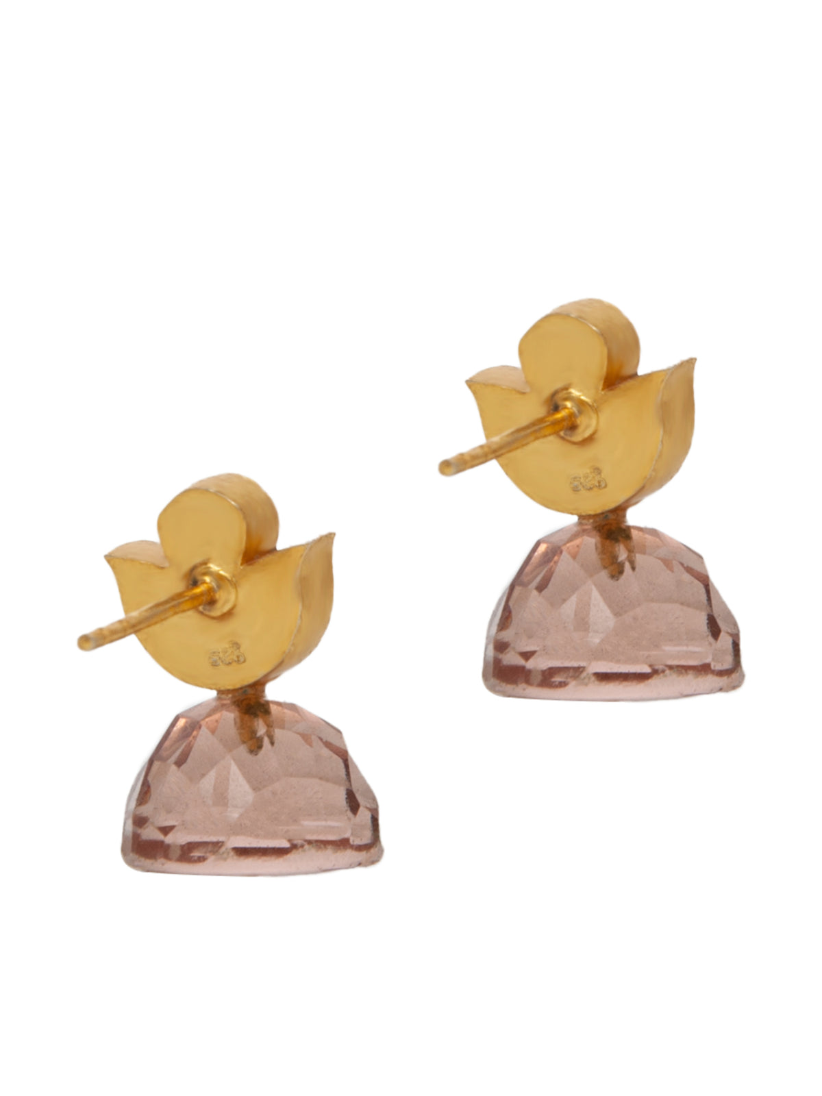 Pink Petals: 925 Sterling Silver Studs with Pink Gemstone view 4