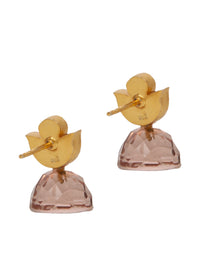 Pink Petals: 925 Sterling Silver Studs with Pink Gemstone view 4