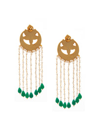 Swarna Moti Chaandbali: 925 Sterling Silver Gold Plated with Green and White Kundan view 5