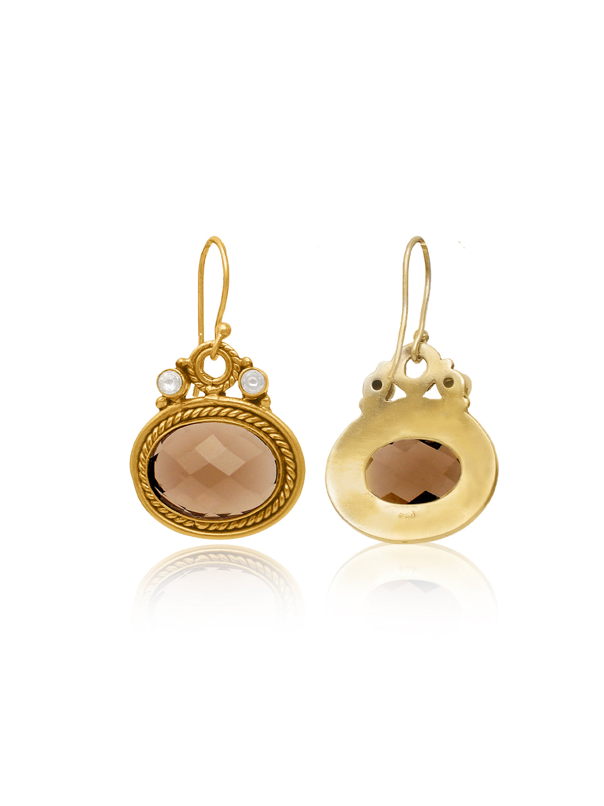 Nitya 925 Silver Smoky Quartz Dangler Earrings. view 2