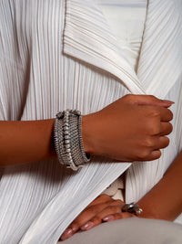 Rawa Radiance: 925 Silver Statement Bangle with Fine Rawa Detailing view 3