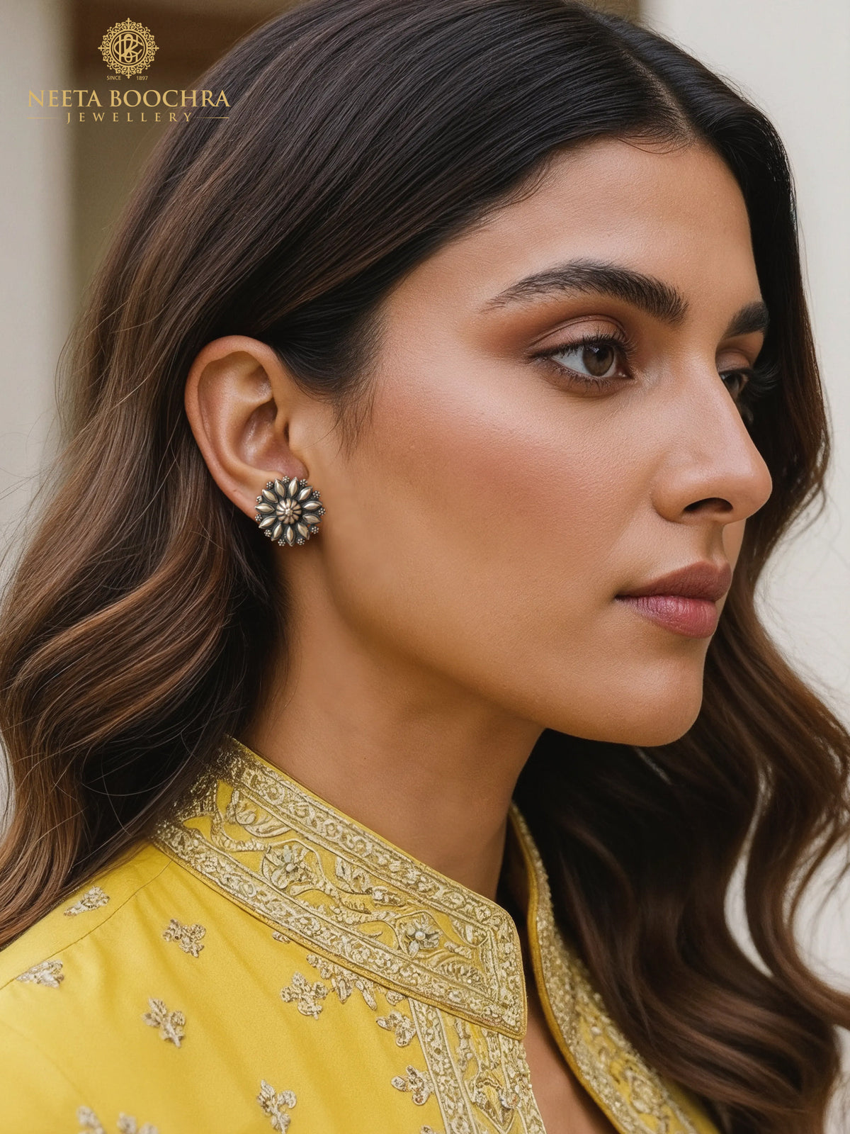 Nitya 925 Silver Sunflower Earrings view 4