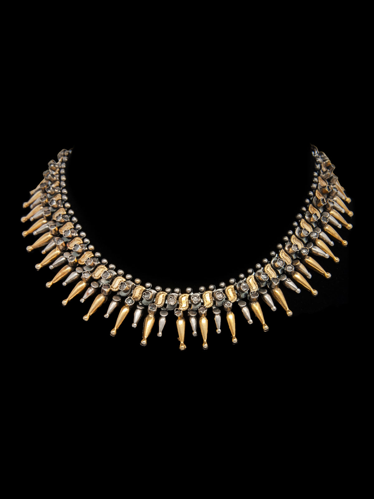 Crystal Tribal Harmony: 925 Sterling Silver Classic Two Tone Necklace view 1
