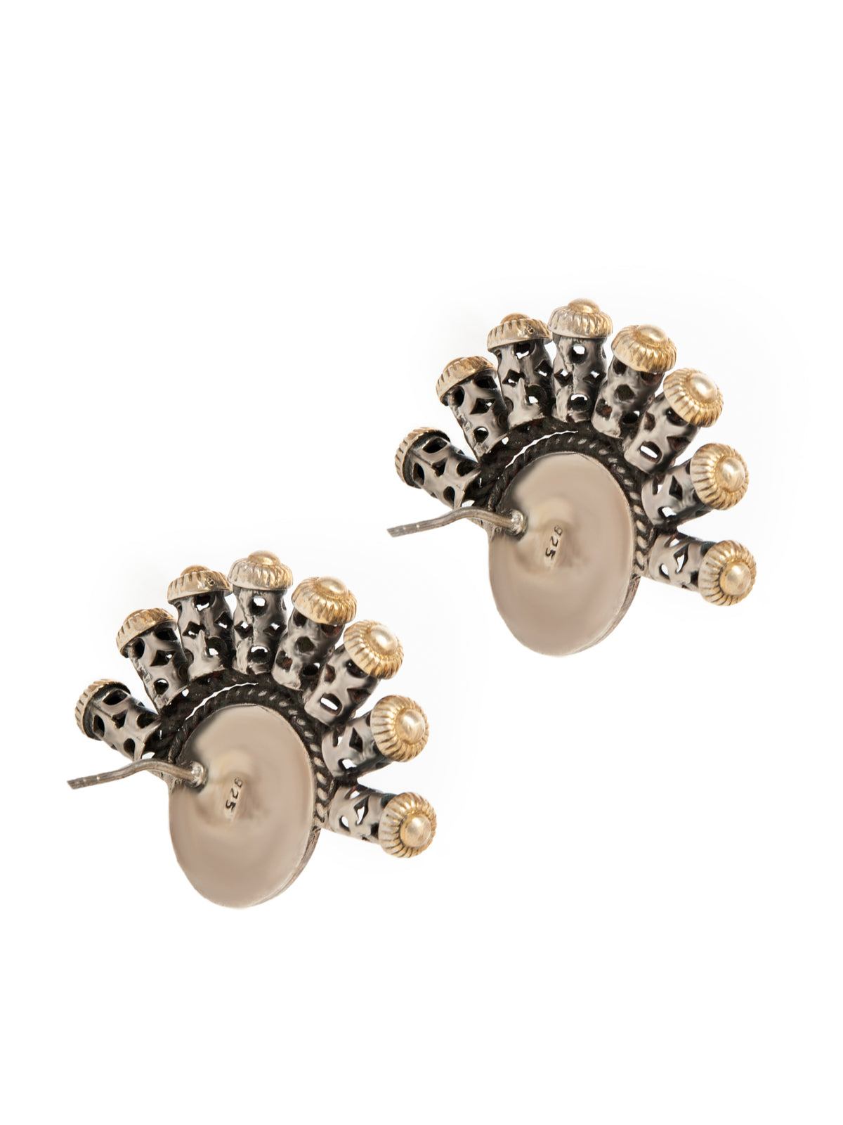 Rawa Splendor Stud Earrings: 925 Sterling Silver Two Tone Gold Plated view 5