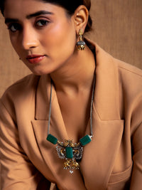 Wildlife Fusion Choker: 925 Silver with Green Onyx Gemstone view 4