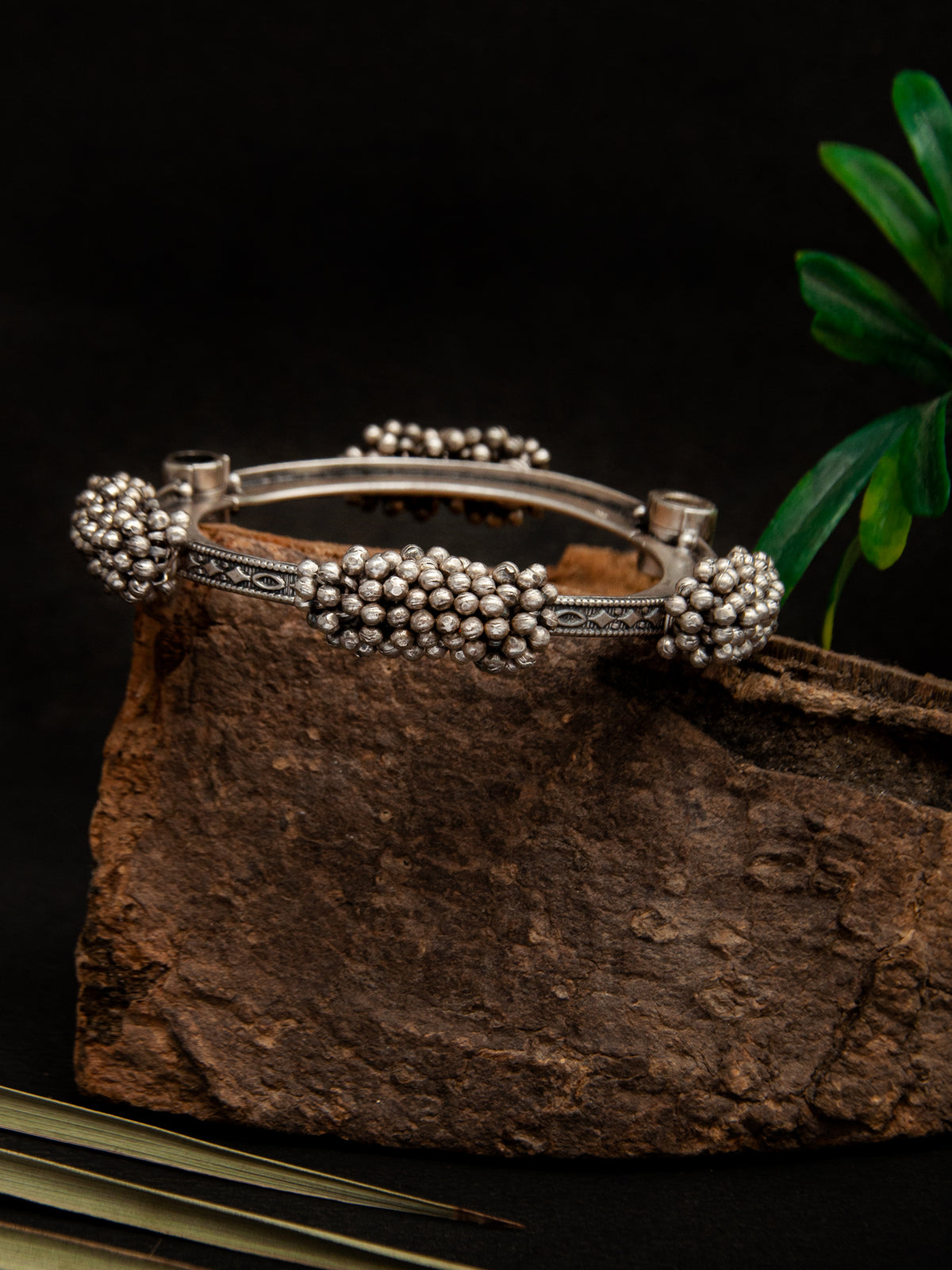 Tribal Ghungroo Rhapsody: 925 Silver Statement Bangle view 1