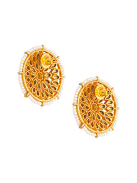 Pearl Radiance: 925 Sterling Silver Circle Earrings with Kundan and Pearl view 6