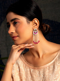 Sone Ki Gulabi Chaandbali: 925 Sterling Silver with Pink and White Kundan and Pearl view 3