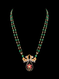 Avian Elegance: 925 Silver Fusion Birds Motif Necklace with Crystal Quartz Inlay Work view 6