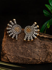 Rawa Splendor Stud Earrings: 925 Sterling Silver Two Tone Gold Plated view 1