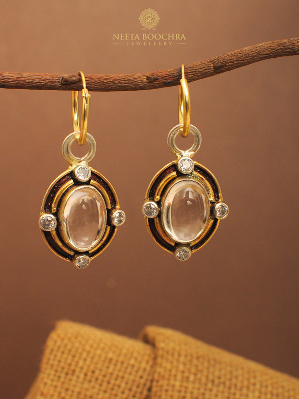 Nitya 925 Silver Crystal Earrings with Enamelling alternate view