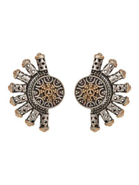 Rawa Splendor Stud Earrings: 925 Sterling Silver Two Tone Gold Plated view 2