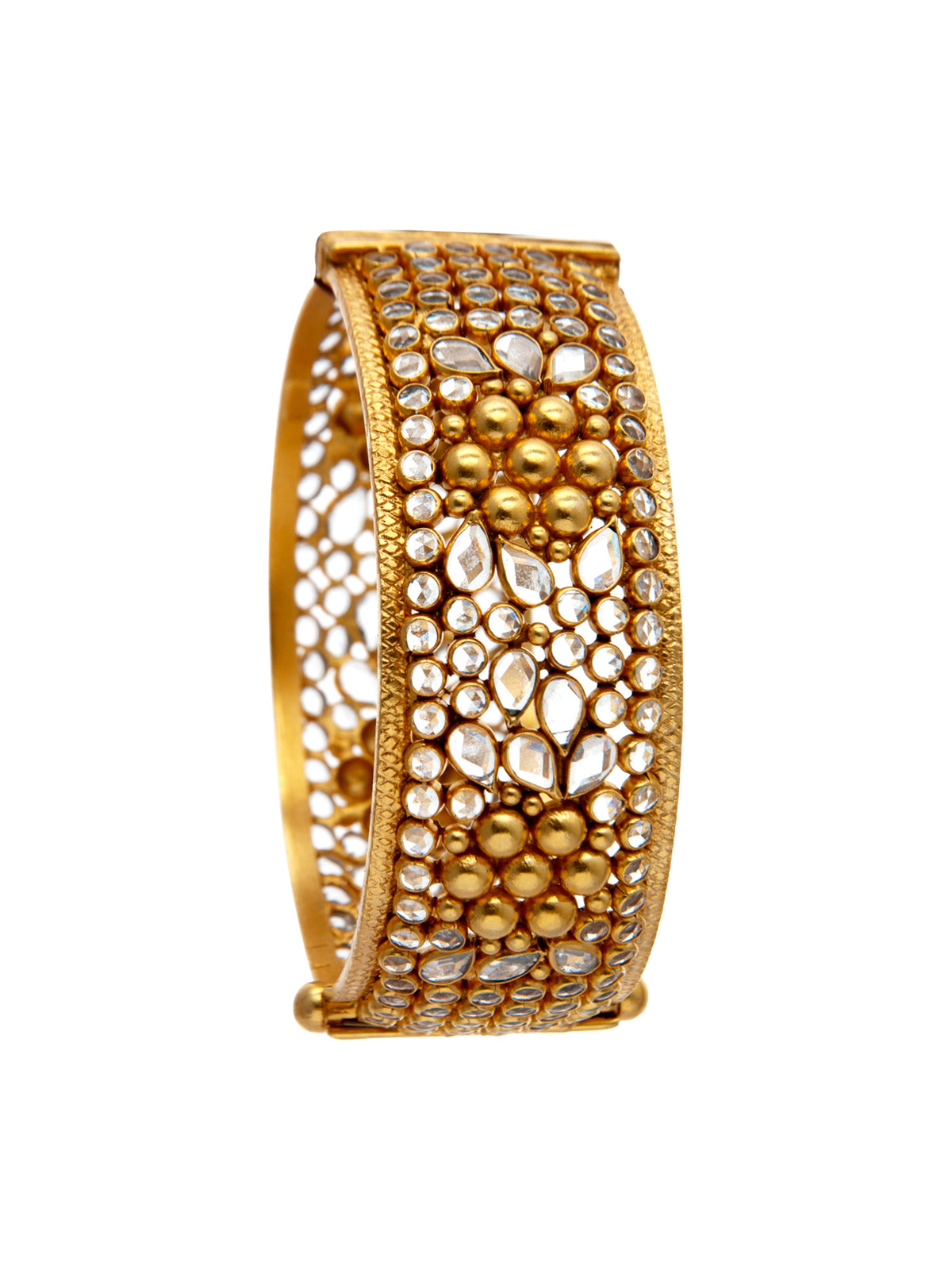 Golden Glow: 925 Silver Gold Plated Crystal Bangle view 2