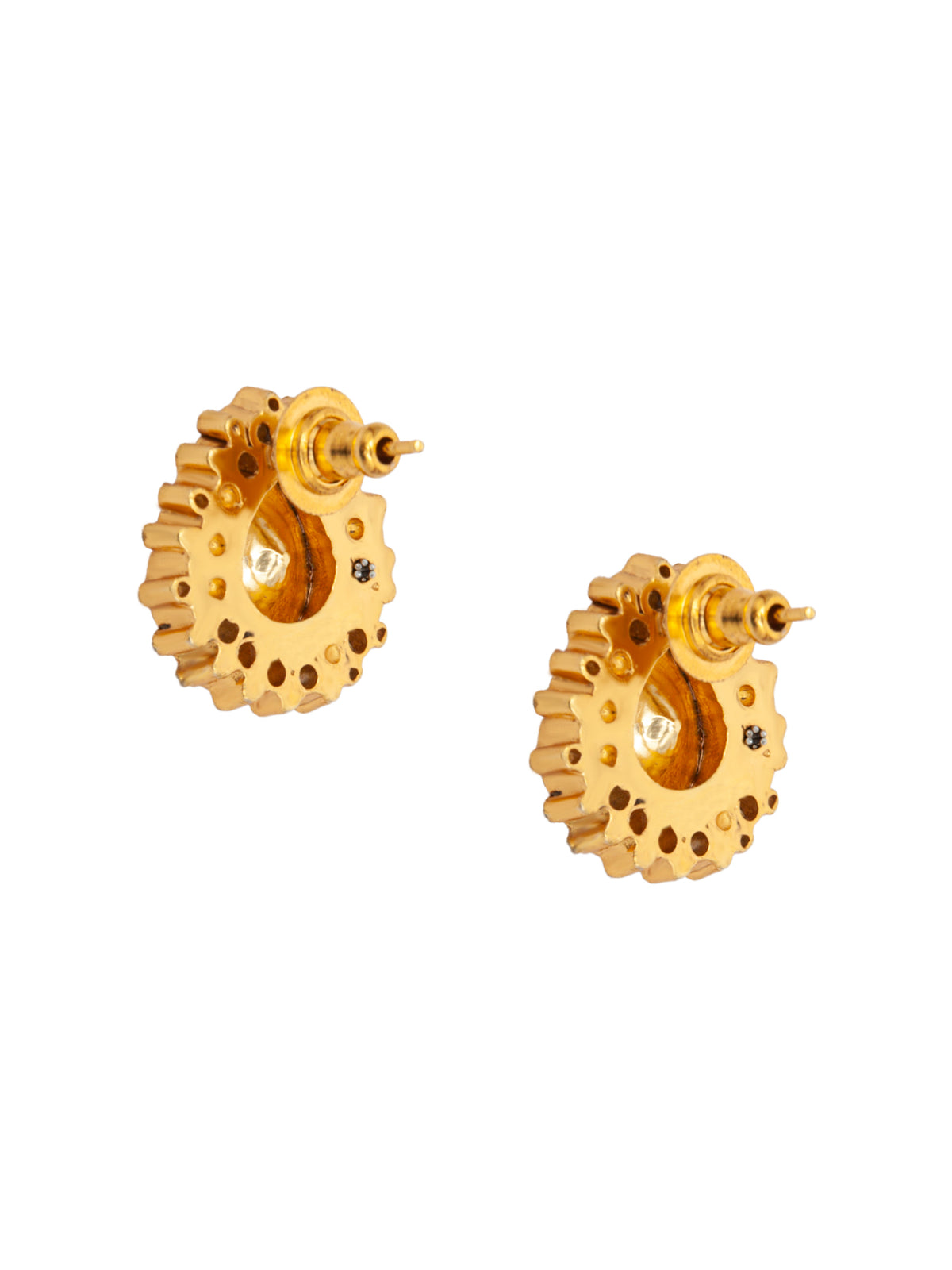 Maharaja Swarna Moissanite Studs: 925 Sterling Silver Gold Plated view 5