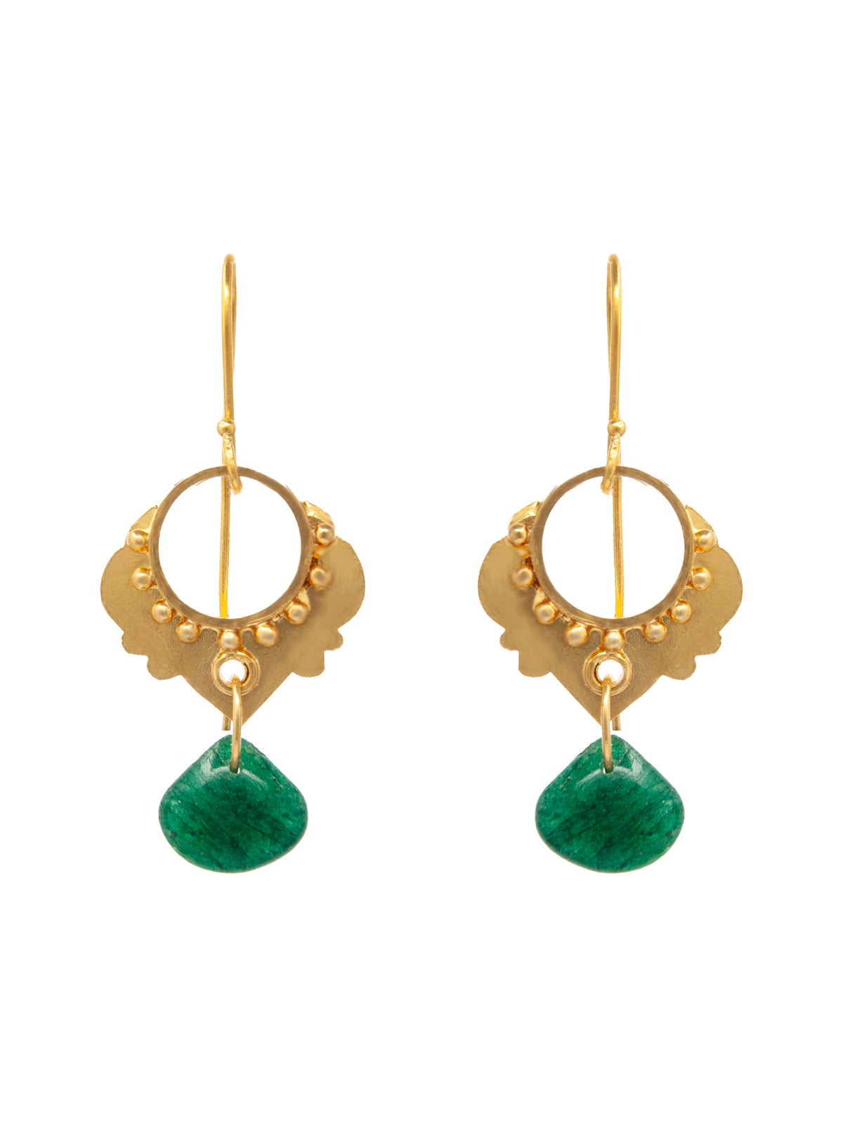 Harmony Heart Dangler Earrings: 925 Sterling Silver with Green Onyx view 2