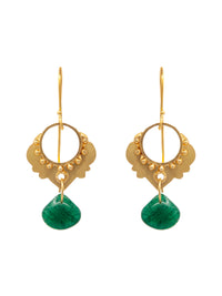 Harmony Heart Dangler Earrings: 925 Sterling Silver with Green Onyx view 2