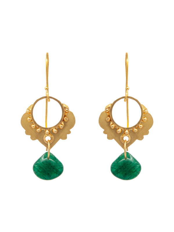 Harmony Heart Dangler Earrings: 925 Sterling Silver with Green Onyx alternate