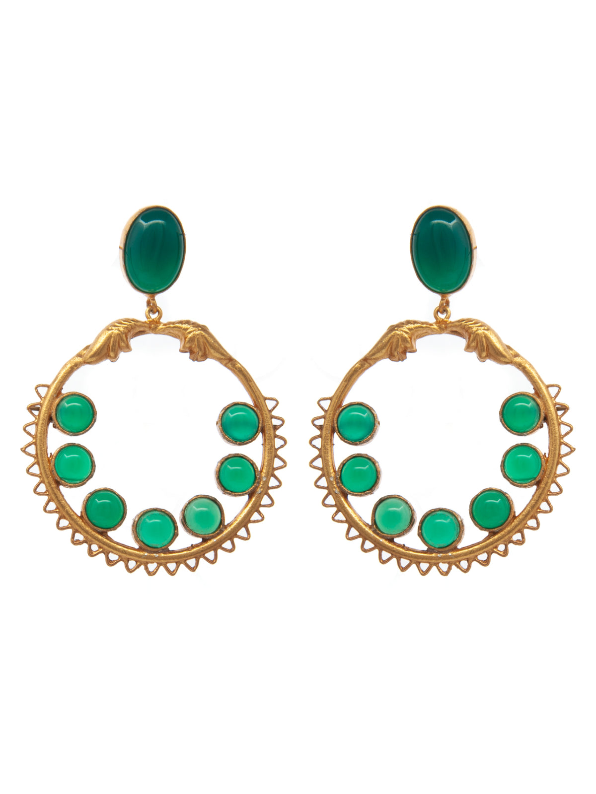 Green Essence Gold Plated Earrings: 925 Sterling Silver view 2