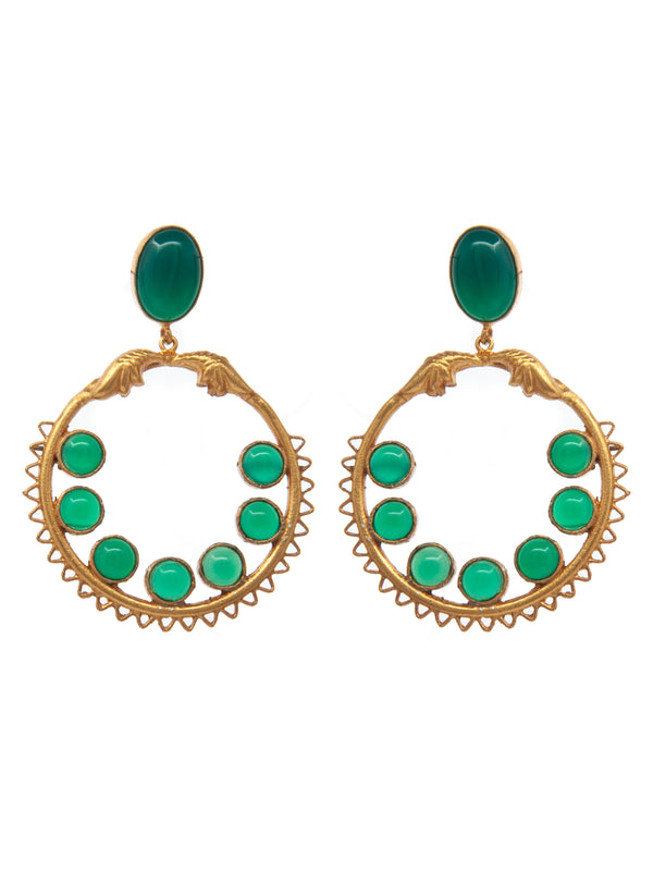 Green Essence Gold Plated Earrings: 925 Sterling Silver alternate