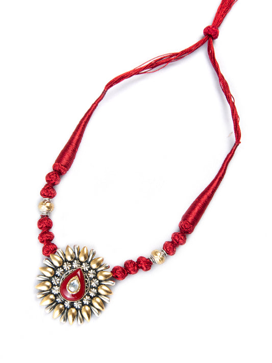 Crimson Coral Cascade: 925 Silver Red Coral Necklace