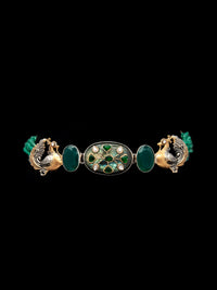 Fusion Green Bird Choker: 925 Silver with Labradorite Kundan Gemstone view 5