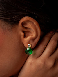 Green Heartshine Earrings view 1