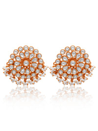 Glamourous Gold Kundan Pearl Statement Earrings view 3