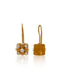 Nitya 925 Silver Gold Plated Pearl Danglers view 3