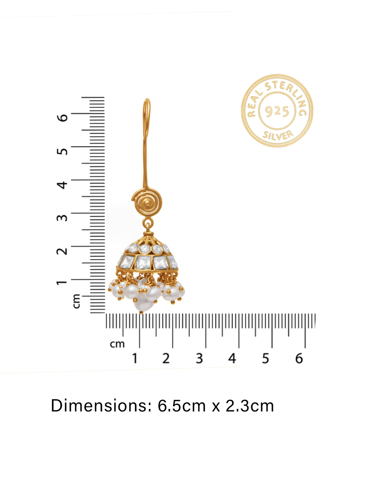 Kundan Pearl Dangler view 3