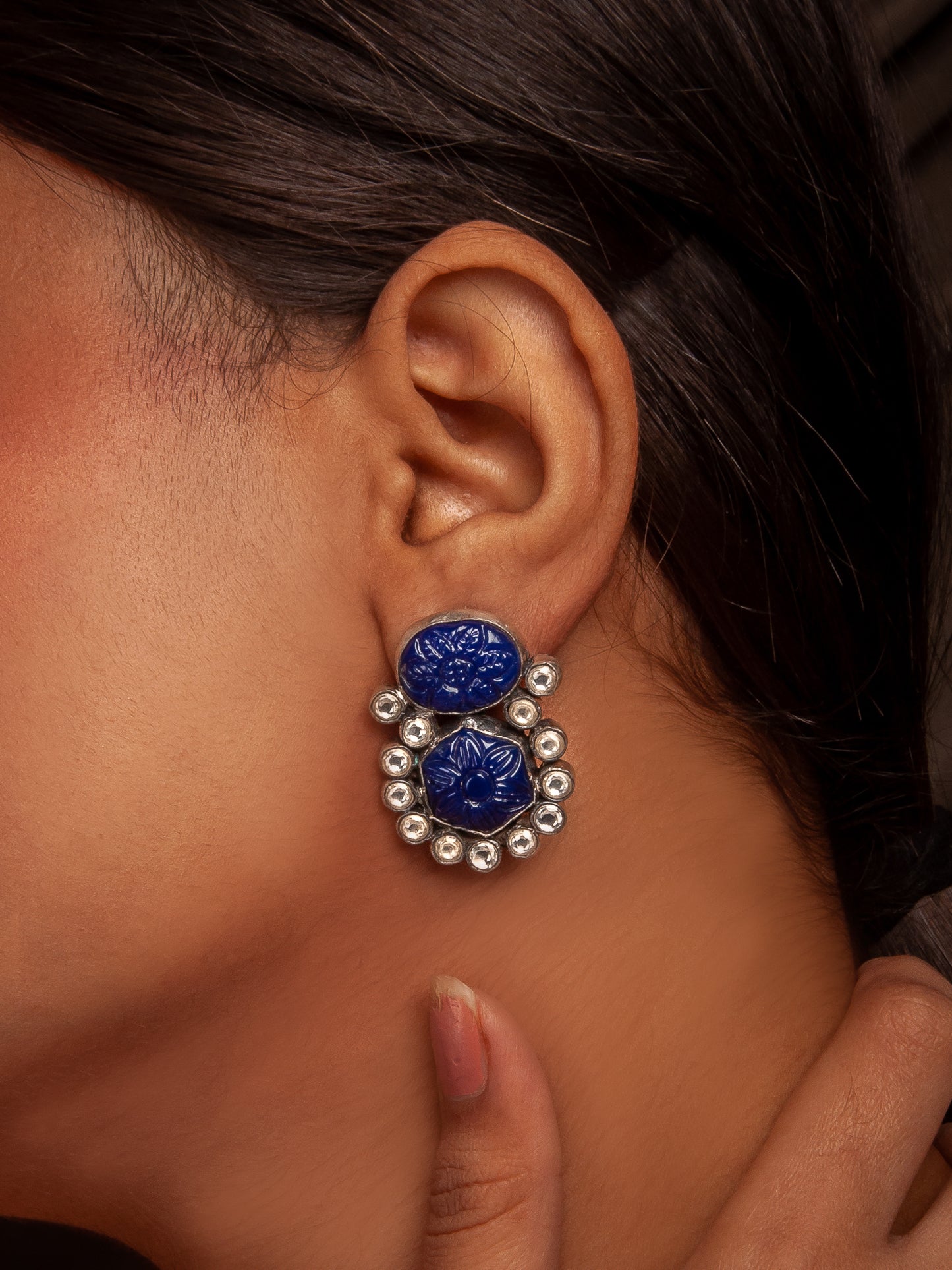 Navy Bloom Earrings