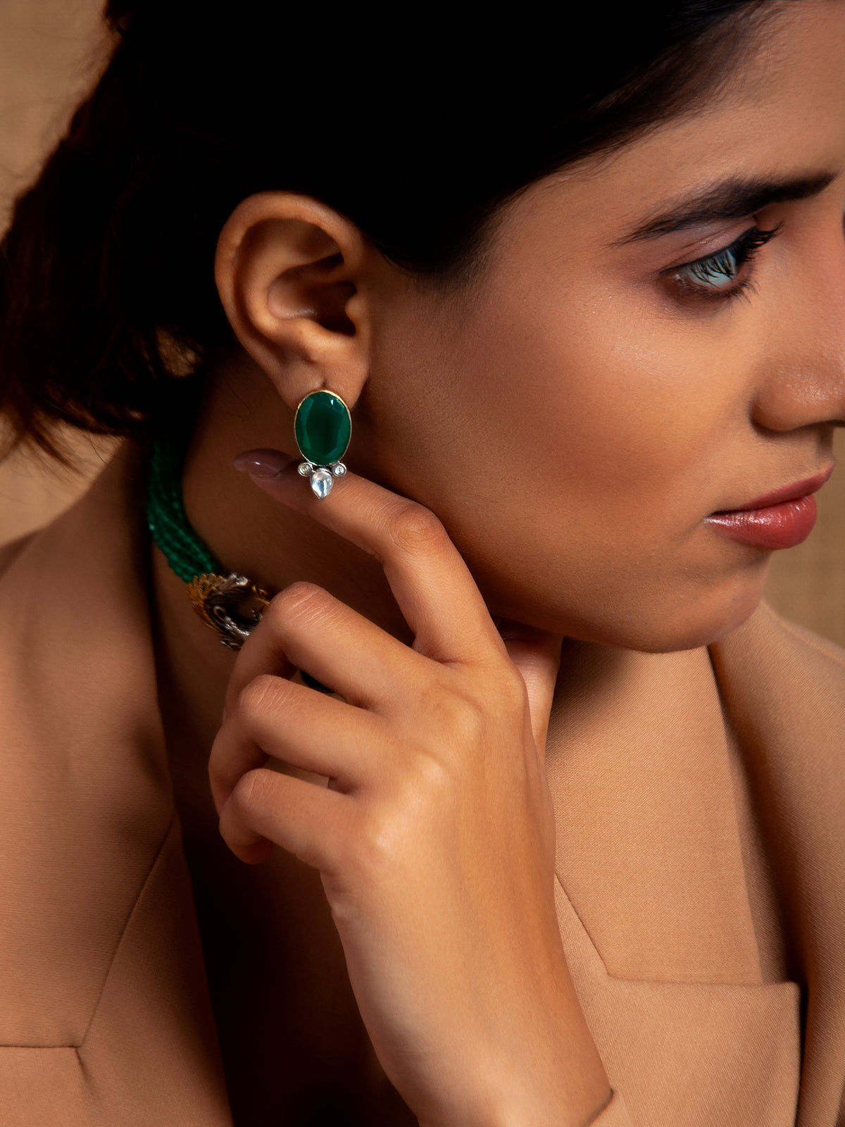 Enchanting Green Onyx Essence Earrings view 3