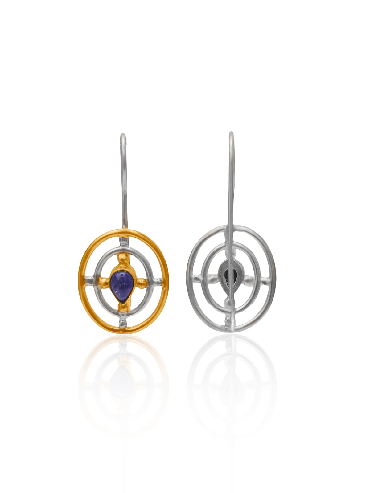 Nitya 925 Silver Two Tone Lapis Dangler Earrings view 3