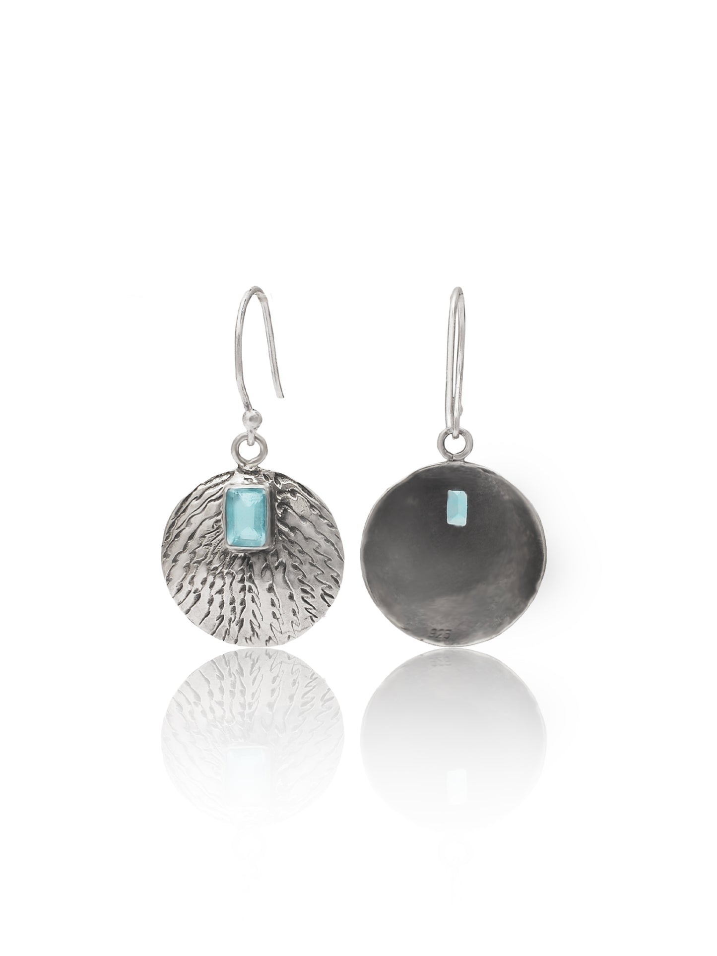 Nitya 925 Silver  Aqua Textured Dangler Earrings
