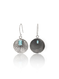 Nitya 925 Silver  Aqua Textured Dangler Earrings view 3