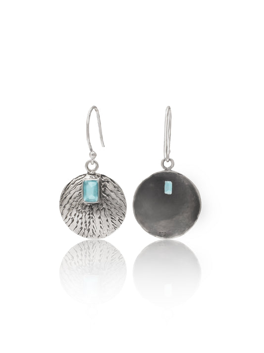 Nitya 925 Silver  Aqua Textured Dangler Earrings