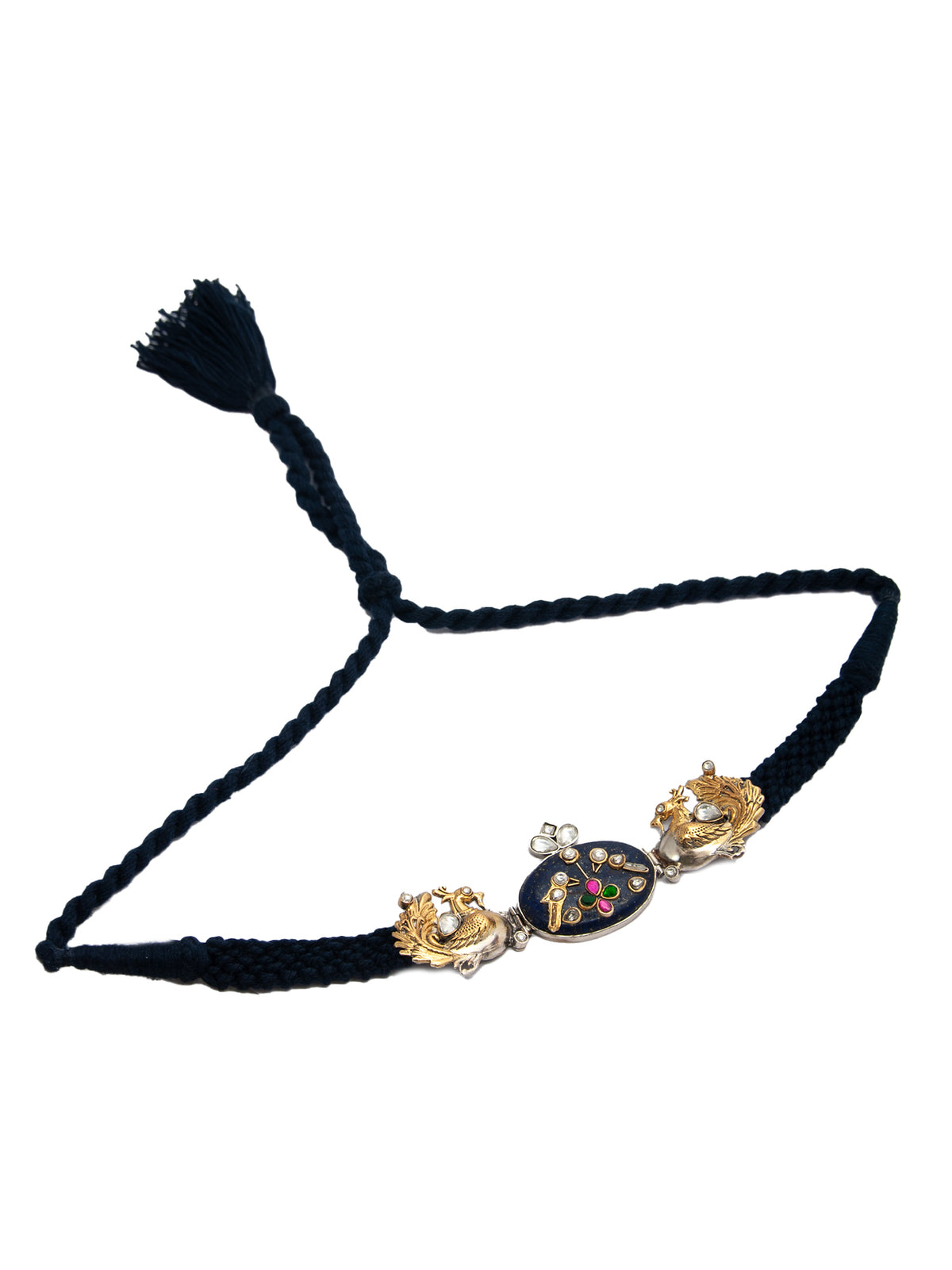 Azure Menagerie: 925 Silver Animal Motifs Fusion Choker with Blue Lapis Inlay Gemstone view 5