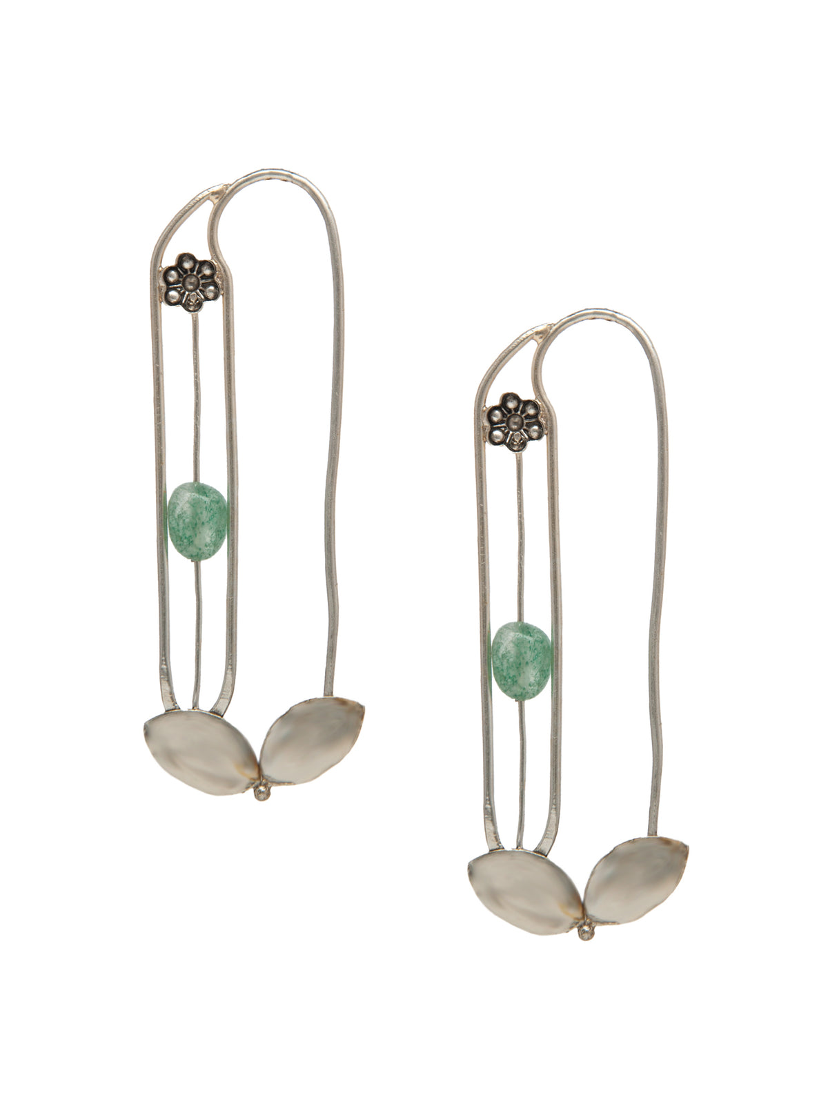 Verde Pinwheel Safety Pin Earrings: 925 Sterling Silver view 4