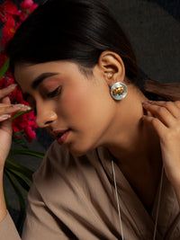 Majestic Marvel: 925 Sterling Silver Elephant Studs with Two Tone Plating view 3
