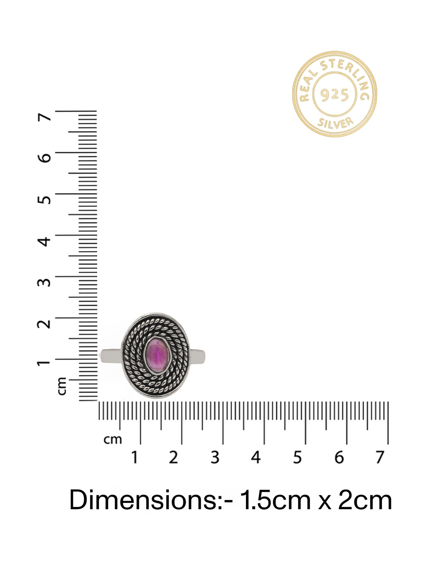 Nitya 925 Silver Oxidized Amethyst Adjustable Ring