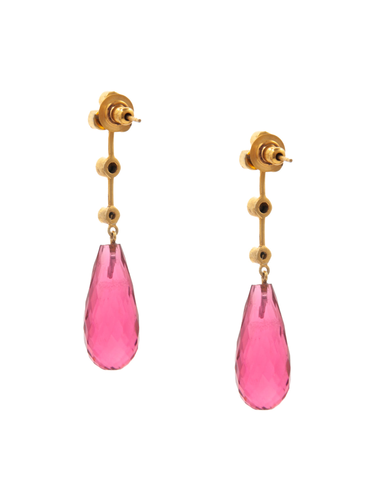 Pink Briolette Kundan Earrings: 925 Sterling Silver Gold Plated view 5