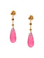 Pink Briolette Kundan Earrings: 925 Sterling Silver Gold Plated