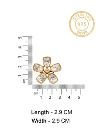 Golden Blossom Moissanite Studs: 925 Sterling Silver Gold Plated view 6