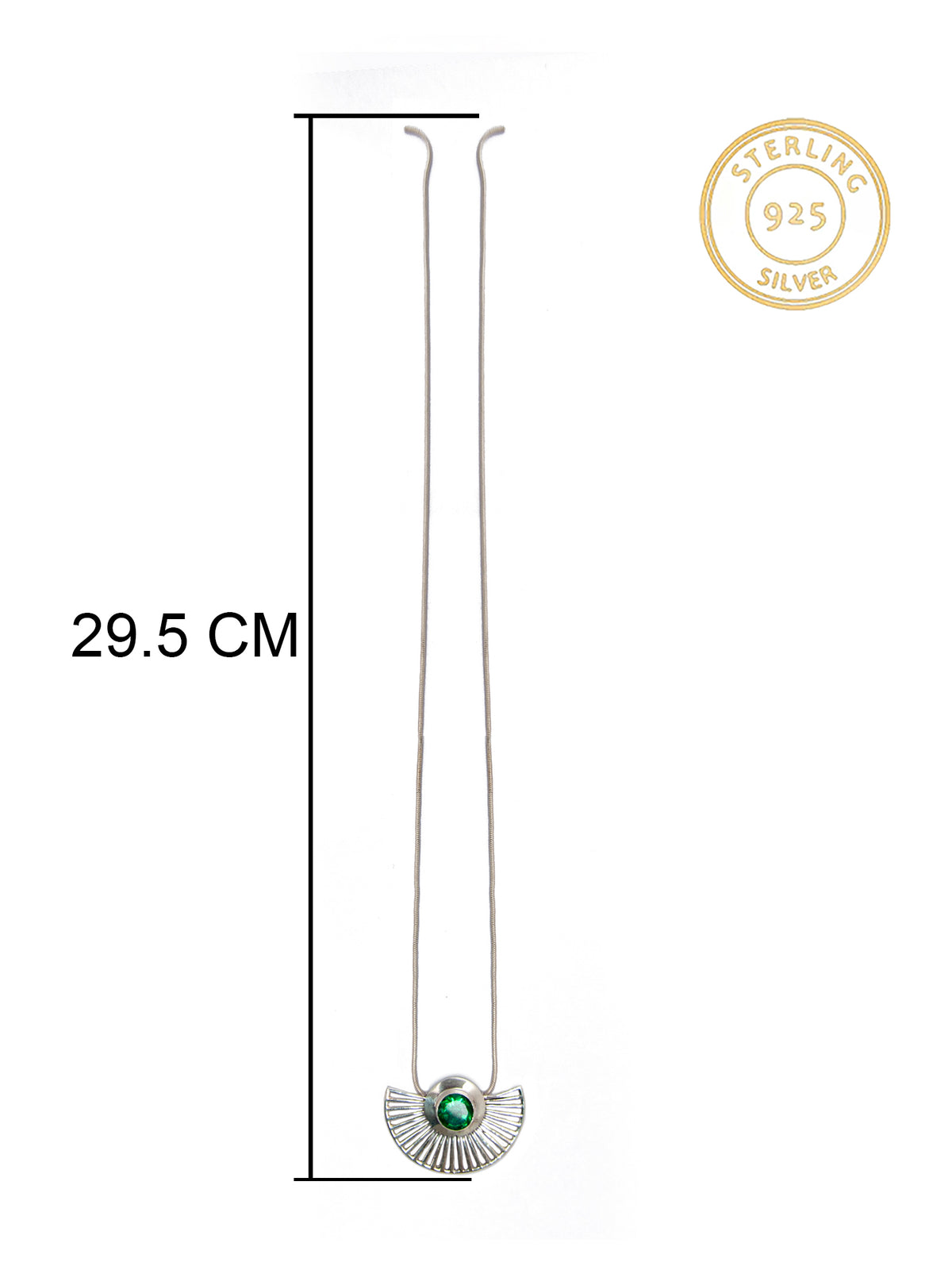Verdant Fanfare: 925 Sterling Silver Gold Plated Necklace with Green Gemstone view 7
