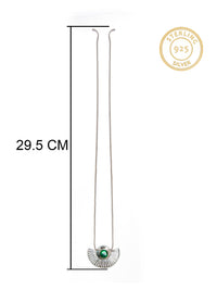 Verdant Fanfare: 925 Sterling Silver Gold Plated Necklace with Green Gemstone view 7