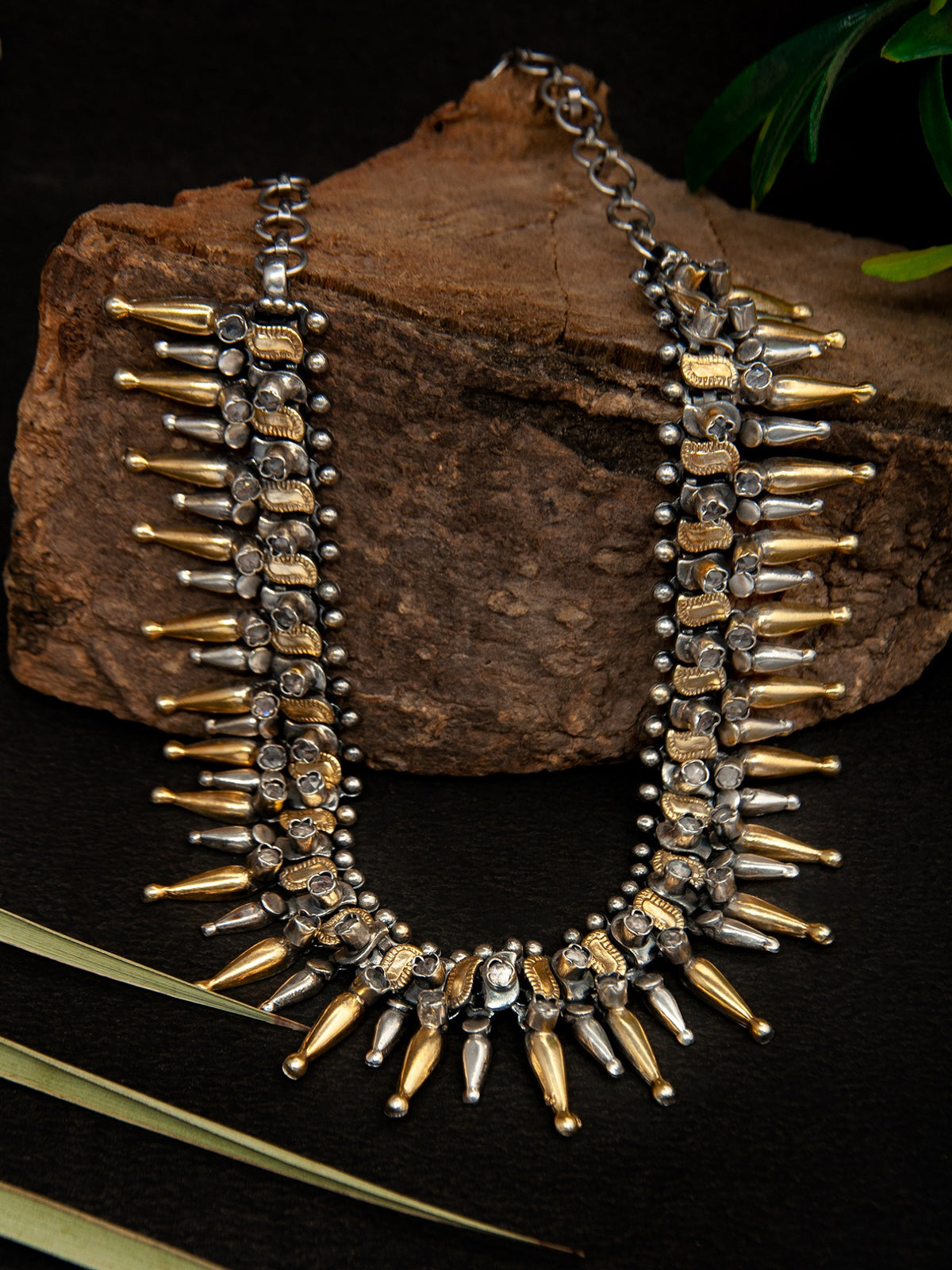 Crystal Tribal Harmony: 925 Sterling Silver Classic Two Tone Necklace view 5