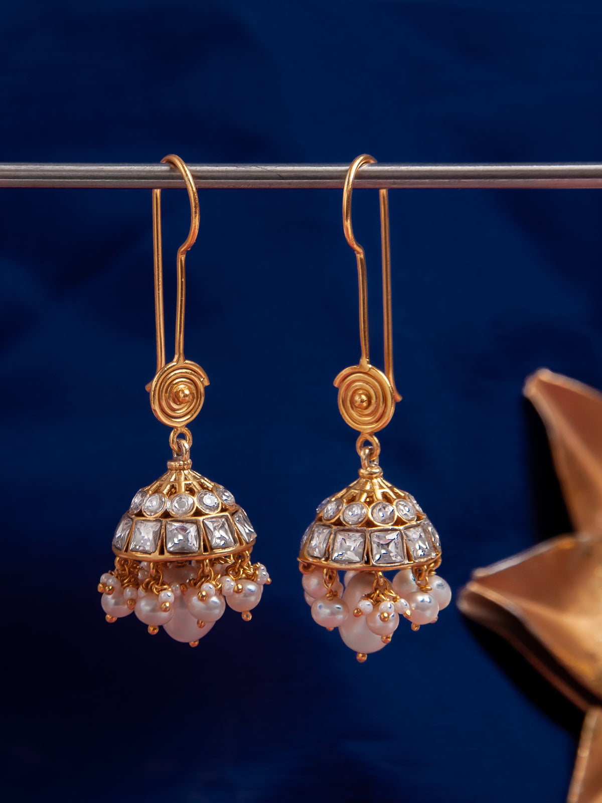 Kundan Pearl Dangler view 1